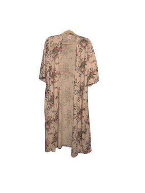 Claire's Cream Floral Kimono Robe with Pink Roses